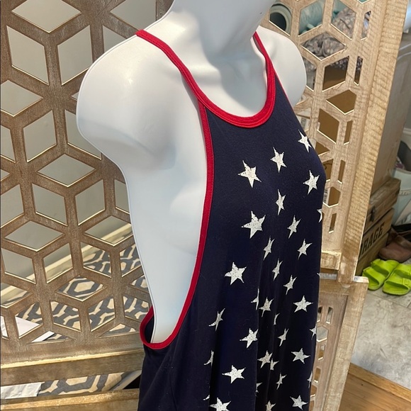 Navy Star Print Women's Tank Top - Picture 2 of 8